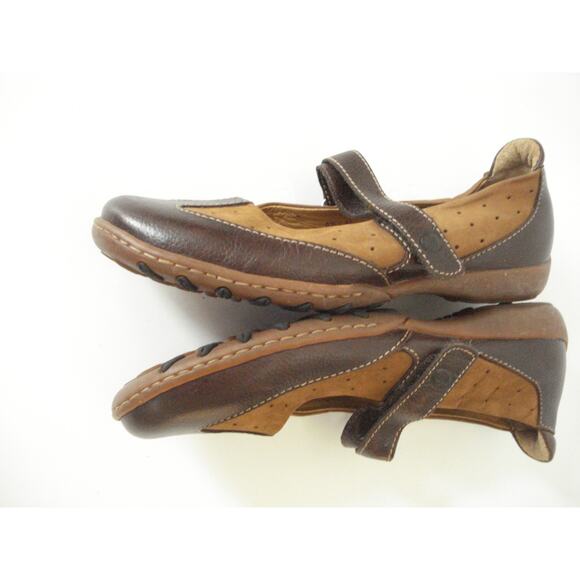 BORN DK BROWN SMOOTH & MEDIUM NUBUCK LEATHER MARY JANE FLAT SHOE US 6.5M EUR 37 - Picture 6 of 8